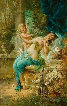  Engel Malerei - Blumen Engel und Mädchen Körper Hans Zatzka